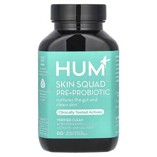 HUM Nutrition, Prebiótico + Probiótico Skin Esquadrão, 60 Cápsulas Veganas