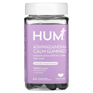 HUM Nutrition, Ashwagandha Calm Gummies, Mixed Berry, 60 Vegan Gummies