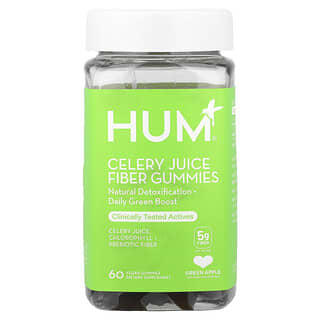 HUM Nutrition, Celery Juice Fiber Gummies, Green Apple, 60 Vegan Gummies