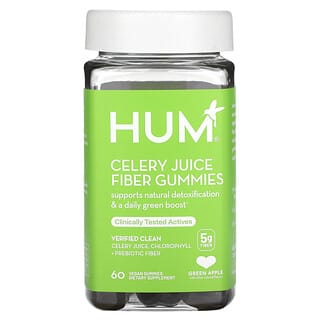 HUM Nutrition, Celery Juice Fiber Gummies, Green Apple, 5 g, 60 Vegan Gummies