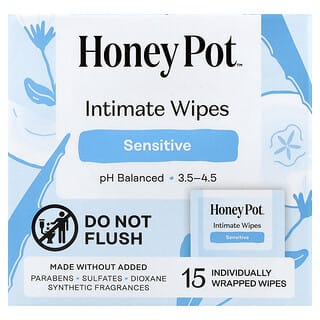 The Honey Pot Company, Intimate Wipes, 센시티브, 개별 포장 15개