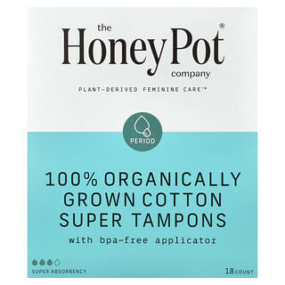 The Honey Pot Company, 100% Organically Grown Cotton Tampons, Super, 18 Count