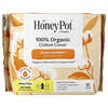The Honey Pot Company, 100% 유기농 순면 커버, 논허브 데이타임 패드, 날개형, 튼튼한, 16개입