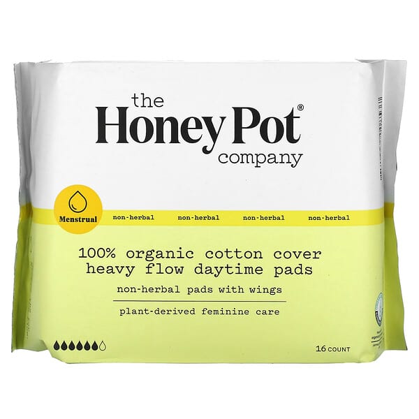 The Honey Pot Company, 100 Organic Cotton Cover Heavy Flow Daytime
