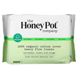 The Honey Pot Company, 100% Organic Cotton Cover Heavy Flow Liners, 20 Count