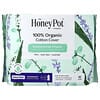 The Honey Pot Company, 100% 유기농 순면 커버, 오버나이트 패드, 날개형, 헤비, 16개입