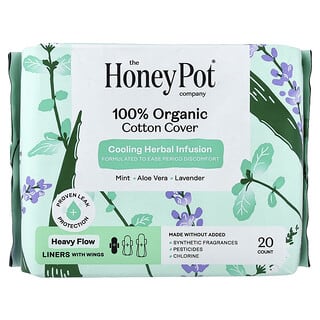The Honey Pot Company, 100% Organic Cotton Cover, Liners with Wings, Heavy, 20 Count