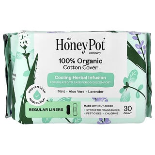 ذي هوني بوت كومباني‏, غطاء من القطن العضوي 100٪ ، غني بالأعشاب المهدئة ، بطانات عادية ، 30 فوطة