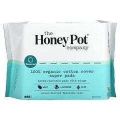 The Honey Pot Company, Absorventes Orgânicos com Super Infusão de Ervas com Asas, 16 unidades