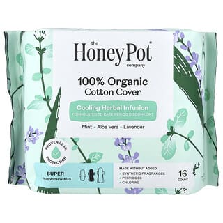 The Honey Pot Company, Подушечки с крыльями на органических травах, супер, 16 шт.