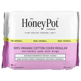 The Honey Pot Company, Absorventes Não Herbais com Asas, Orgânicos Normais, Contagem 20