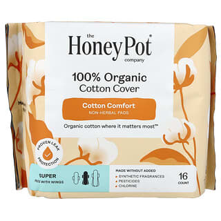 The Honey Pot Company, 100% üzvi pambıq dəst, Qanadlı Bitki mənşəli yastıqlar, Super, 16 Count
