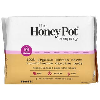 The Honey Pot Company, ハーブ配合コットンパッド羽つき、オーガニック吸水パッド日中用、16個