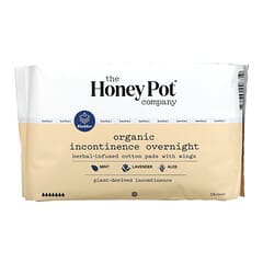 The Honey Pot Company, Almohadillas de algodón con alas con infusión de hierbas, Incontinencia orgánica durante la noche, 16 unidades