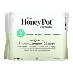 The Honey Pot Company, Non-Herbal Cotton Liners With Wings, Organic Incontinence Liners, 20 Count