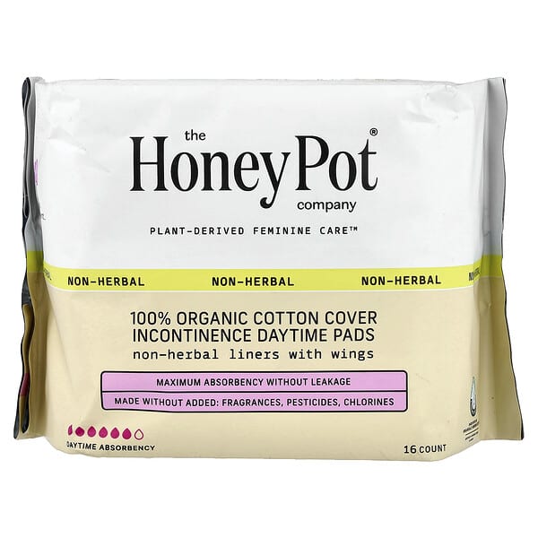 The Honey Pot Company, 100% 유기농 순면 요실금 커버 주간 패드, 16개입