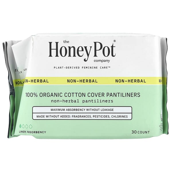 The Honey Pot Company, Organic Non-Herbal Cotton Cover Pantiliners , 30 Count