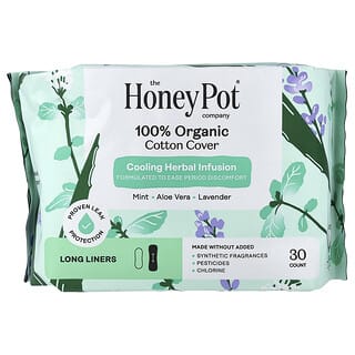 The Honey Pot Company, 100% Organic Cotton Cover,  Long Liners, 30 Count