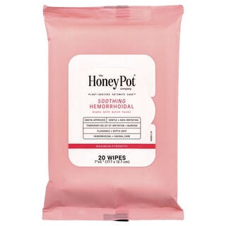 The Honey Pot Company, Toallitas calmantes para las hemorroides, Máxima concentración, 20 toallitas