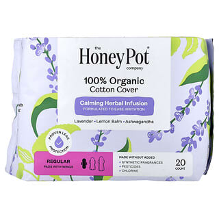 The Honey Pot Company, успокаивающий травяной настой, подушечки с крылышками, обычные, 20 шт.