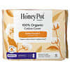 The Honey Pot Company, 100% 유기농 순면 커버, 오버나이트 패드, 날개형, 헤비, 16개입