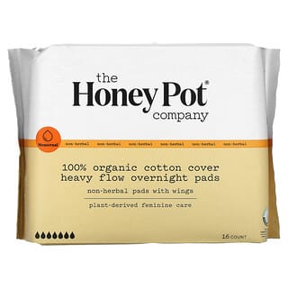 The Honey Pot Company, 100% Organic Cotton Cover Heavy Flow Overnight Pads, 16 Count