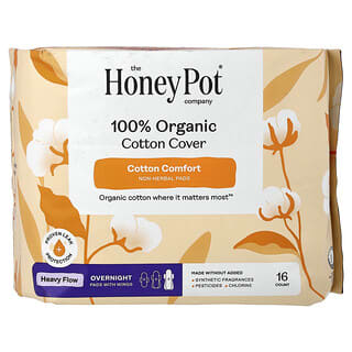 The Honey Pot Company, ночные прокладки с обильным выделением из 100% органического хлопка, 16 шт.