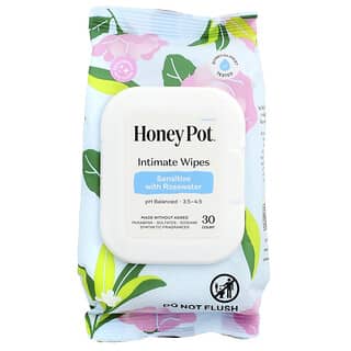 The Honey Pot Company, Toallitas íntimas para la piel sensible Con agua de rosas, 30 unidades
