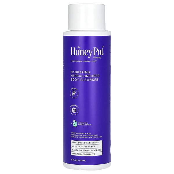 The Honey Pot Company, 수분 공급 허브 함유 바디 클렌저, 라벤더 & 카모마일, 443ml(15fl oz)