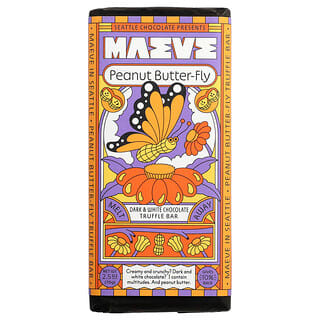 Maeve Chocolate, Barre de truffe au chocolat noir et blanc, Peanut Butter-Fly, 70 g