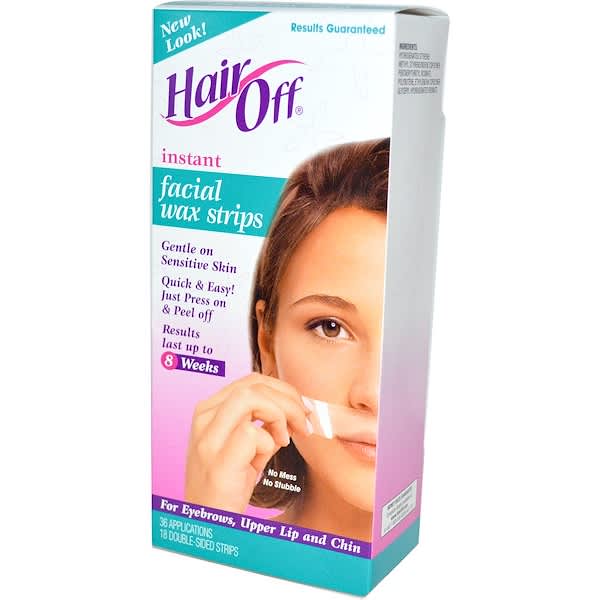 Hair Off, Instant Facial Wax Strips, 18 Double-Sided Strips (Discontinued Item) 