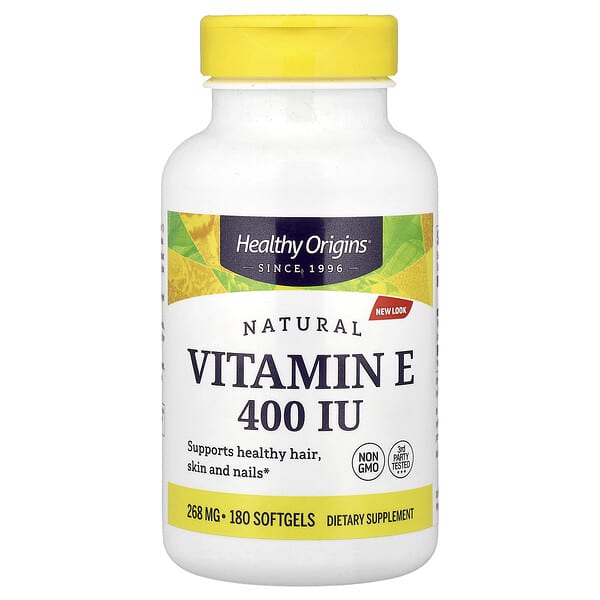 Healthy Origins, Natural Vitamin E, 268 mg (400 IU), 180 Softgels — product photo 1