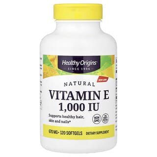 Healthy Origins, Prírodný vitamín E, 670 mg (1 000 IU), 120 toboliek
