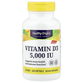 Healthy Origins, Vitamin D3, 125 mcg (5,000 IU), 360 Softgels