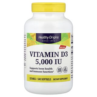 Healthy Origins, Vitamin D3, 125 mcg (5,000 IU), 540 Softgels