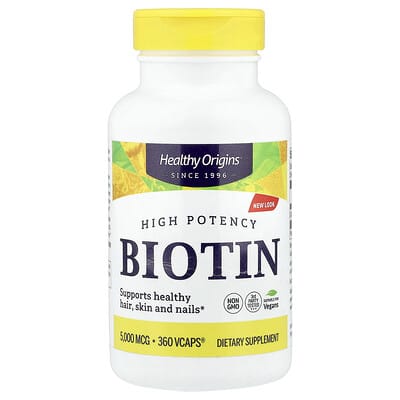 Healthy Origins, Biotin, High Potency, 5,000 mcg, 360 Vcaps®