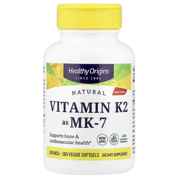 Healthy Origins, Natural Vitamin K2 as MK-7, 100 mcg, 180 Veggie Softgels — product photo 1
