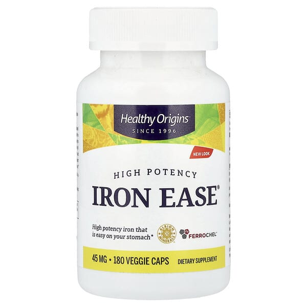 Healthy Origins, Iron Ease®, 45 mg, 180 Veggie Caps — product photo 1