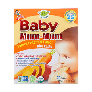 Hot Kid, Baby Mum-Mum, Organic Sweet Potato & Carrot Rice Rusks, 24 Rusks, 1.76 oz (50 g) Each