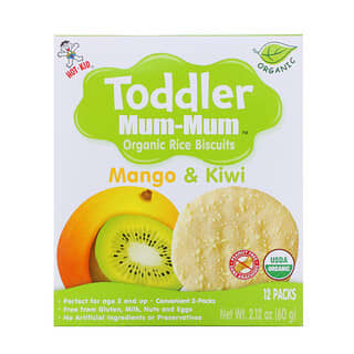 Hot Kid, TodDLer Mum-Mum，有機米餅，芒果和獼猴桃，12 包，2.12 盎司（60 克）