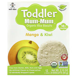 Hot Kid, Toddler Mum-Mum®, Organic Rice Biscuits, 18+ Months, Mango & Kiwi, 12 Packs, 2 Biscuits Each