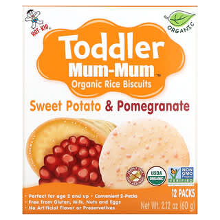 Hot Kid, Toddler Mum-Mum, Organic Rice Biscuits, Age 2 and Up, Sweet Potato & Pomegranate, 12 Packs, 2.12 oz (60 g)