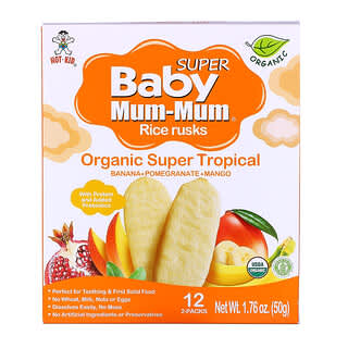 Hot Kid, Mãe do Bebê, Tostas de Arroz, Super Tropical Orgânico, 12 Pacotes de 2 Embalagens, 50 g (1,76 oz) Cada