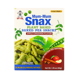 Hot Kid, Mum-Mum Snax, Baked Pea Snacks, For Ages 24 Months+, Apple Cinnamon,  5 Pouches, 1.76 oz (50 g)
