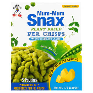 Hot Kid, Mum-Mum Snax, Baked Pea Crisps, Ages 2 Years+, White Cheddar, 5 Pouches, 10 g Each