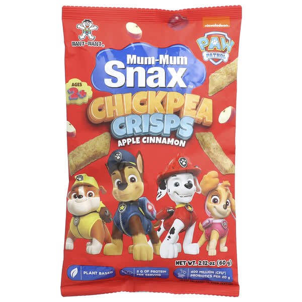 Hot Kid, Mum-Mum Snax™, 병아리콩 크리스프, Paw Patrol™, 만 2세 이상, 애플 시나몬 맛, 60g(2.12oz)