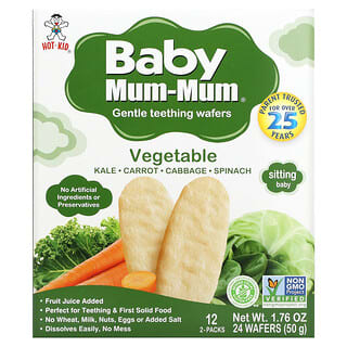 Hot Kid, Baby Mum-Mum, Gentle Teething Wafers, Vegetable, 12 Packs, 2 Wafers Each