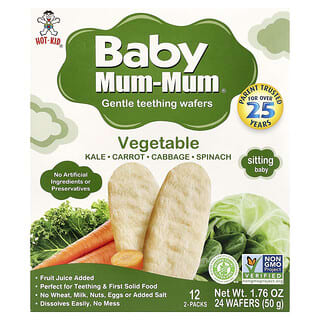 Hot Kid, Baby Mum-Mum®, Gentle Teething Wafers, Vegetable, 12 Packs, 2 Wafers Each