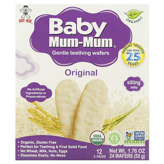 Hot Kid, Baby Mum-Mum, вафли для мягкого прорезывания зубов, оригинальный вкус, 24 вафли, 50 г (1,76 унции)
