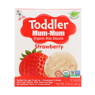 Hot Kid, Toddler Mum-Mum, органическое рисовое печенье, клубника, 12 упаковок, 60 г (2,12 унции)